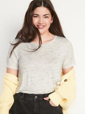 Old Navy Luxe White Speckled Tee Medium Women's